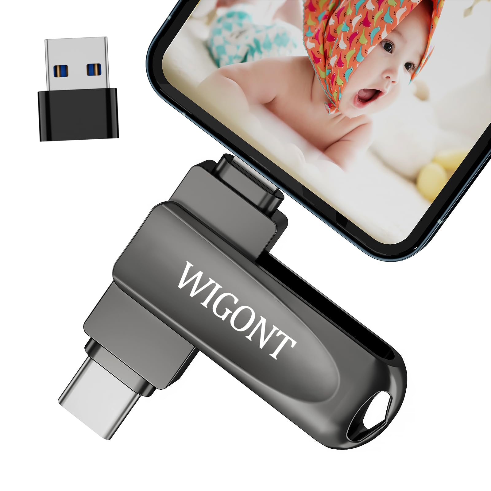 3-in-1 Chiavetta USB 256gb con Adattatore USB-C,Memoria Esterna Pen Drive Chiavette Usb per Scaricare Foto, Pendrive per IOS/Android/Smartphone/OTG/Laptop/Pad/ PC, Backup con un clic, (Nero 3-in-1 Chiavetta USB 256gb con Adattatore USB-C,Memoria Esterna Pen Drive Chiavette Usb per Scaricare Foto, Pendrive per IOS/Android/Smartphone/OTG/Laptop/Pad/ PC, Backup con un clic, (Nero